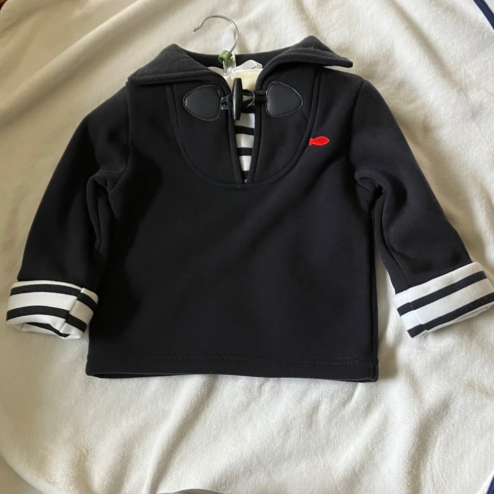 Stylish Navy Kids Hoodie with Striped Accents